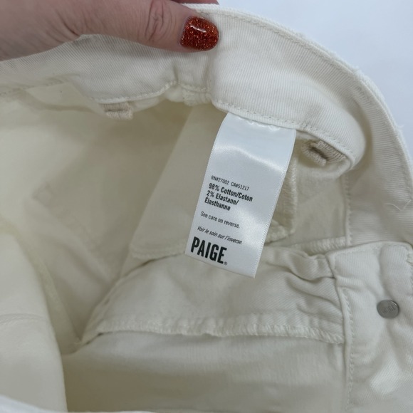 PAIGE Sz 30 Harper High Waisted Wide Leg Ankle Jeans Tonal Ecru Distressed‎ - Picture 8 of 11